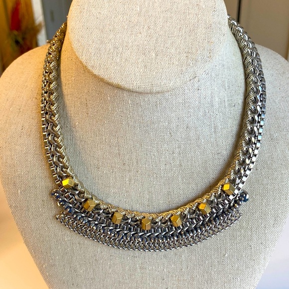 Stella & Dot Jewelry - Stella & Dot Silver Necklace with Gold and blue accents.